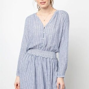 Rails Blue & White Striped V-Neck Dress